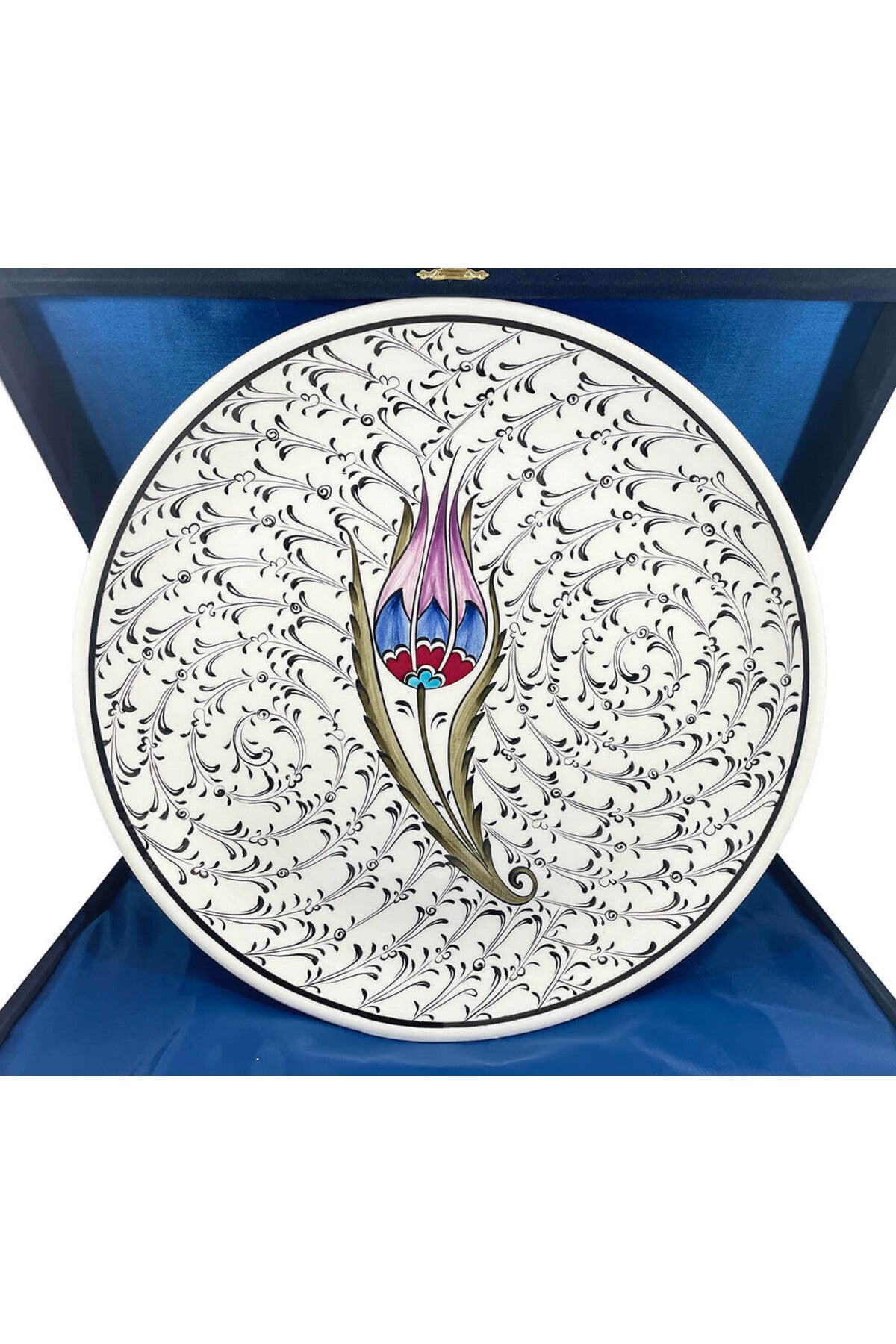 Cini Evi Birthday Gift Plum Tulip Patterned Vip Iznik Tile Plate - MALLTURK