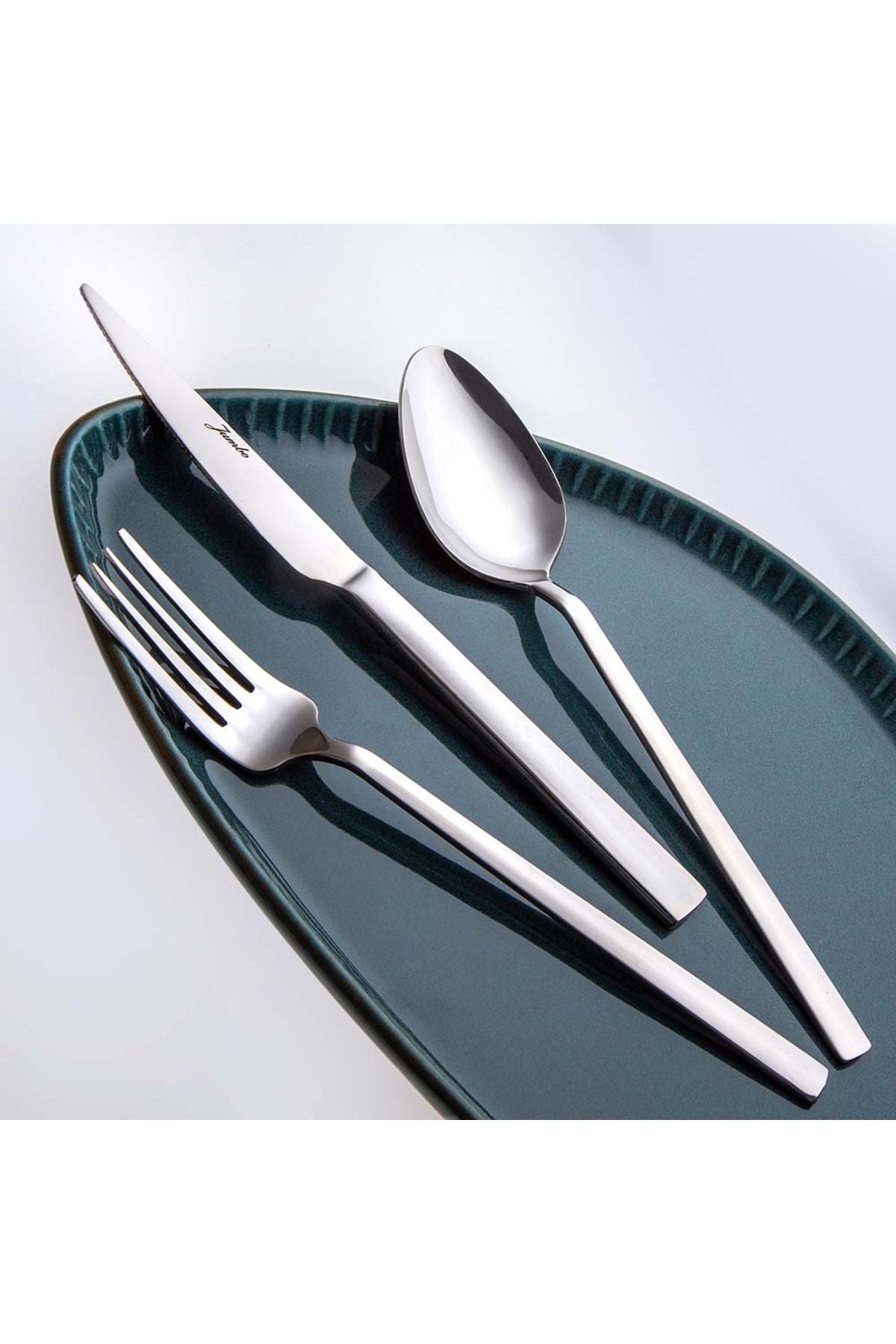 Jumbo 1900 prizma 6 Place Setting 18 Piece yemek Flatware Set - MALLTURK