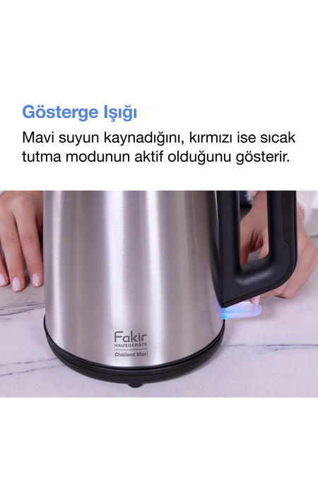 Fakir Chailand Maxi XXL Tea Maker, Stainless Steel, 1650W, 2L Water Capacity, 1.45L Teapot, Automatic Shut-off. - MALLTURK