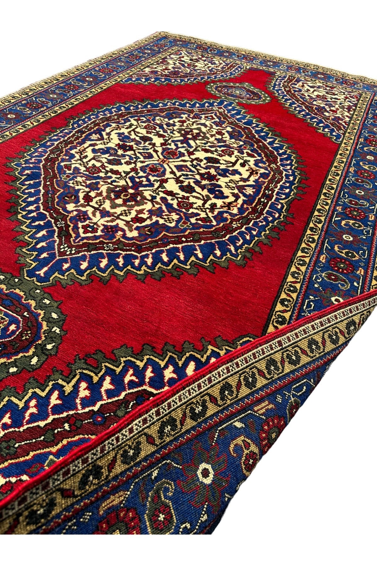 BURAK Rug Hand-Woven ISIKLAR Rug 220X390 Navy Red 8,5 M2 Large Living Room Rug - MALLTURK
