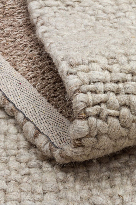 Vog Rug Loopy Hand-Woven Pure Wool and Cotton Rug Scandinavian Style Soft Textured Beige/Gray/Cream Color VogCHK
