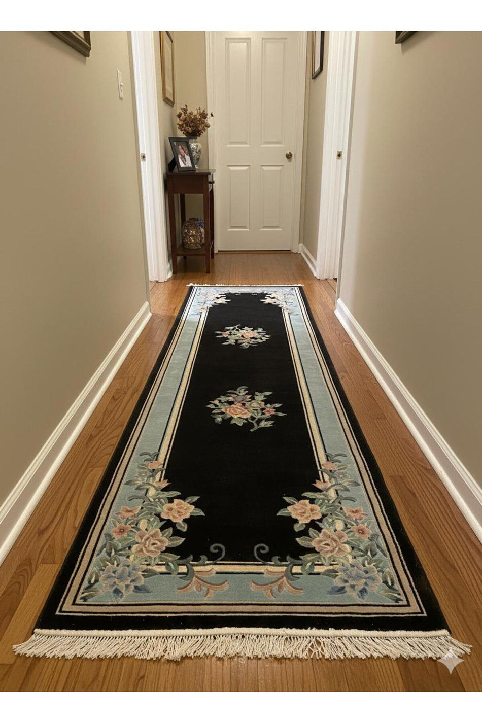 RD RAMAZAN DAG Hand Rug Art Hand-Woven Embossed Silk Chinese Rug Black Color Size 310x80