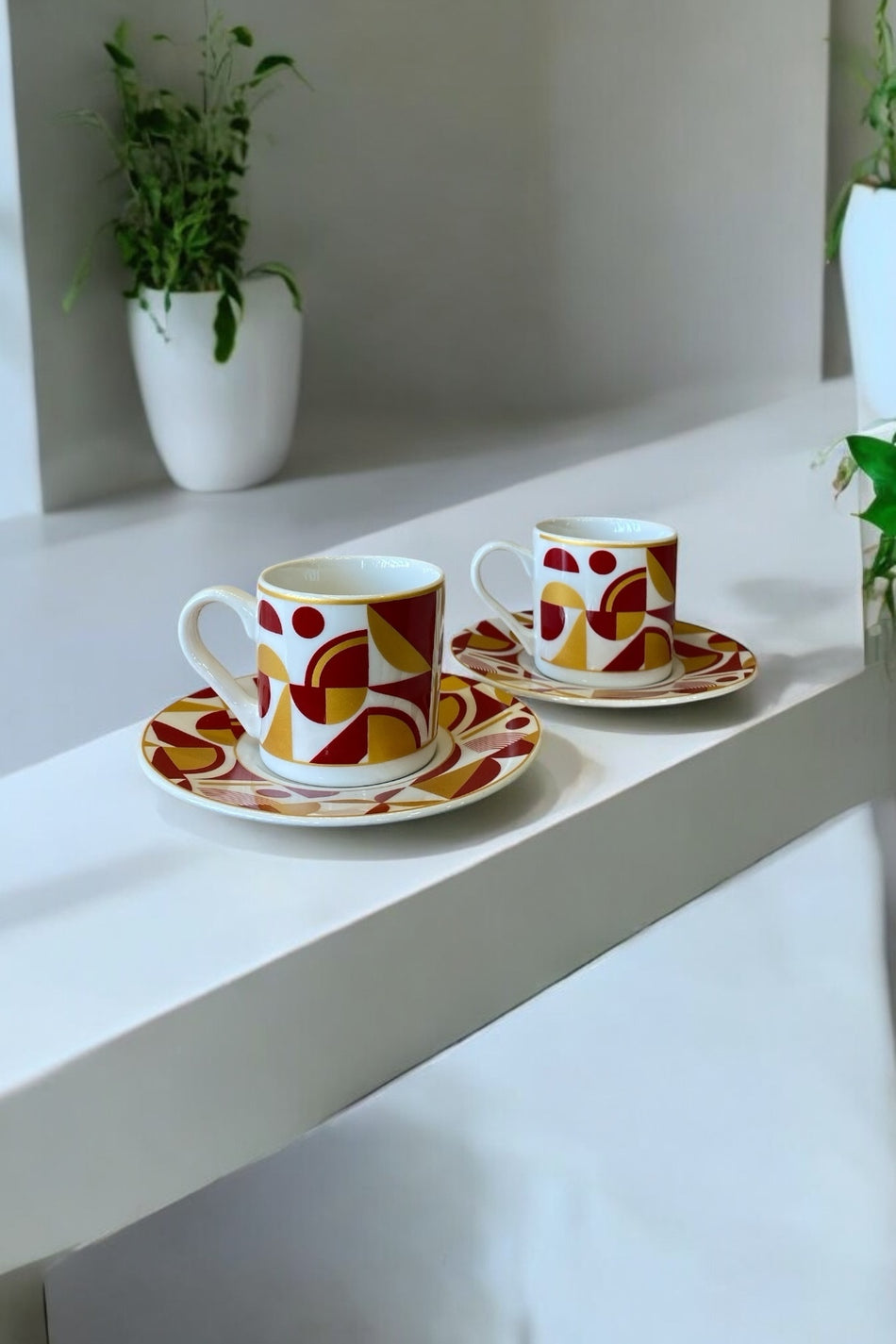 Eporselen Festival Multicolored 2-Person 4-Piece Porcelain Coffee Cup Set - MALLTURK