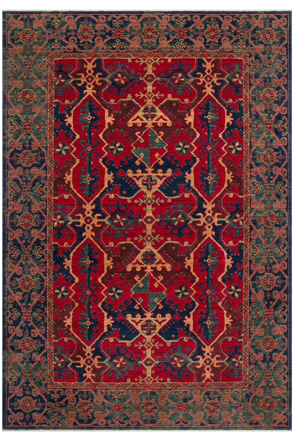 Cool Rug Mardin Red Anatolian Pattern Soft Parlak % 100 Natural Iplik Yunlu Hand-Woven Living Room Rug