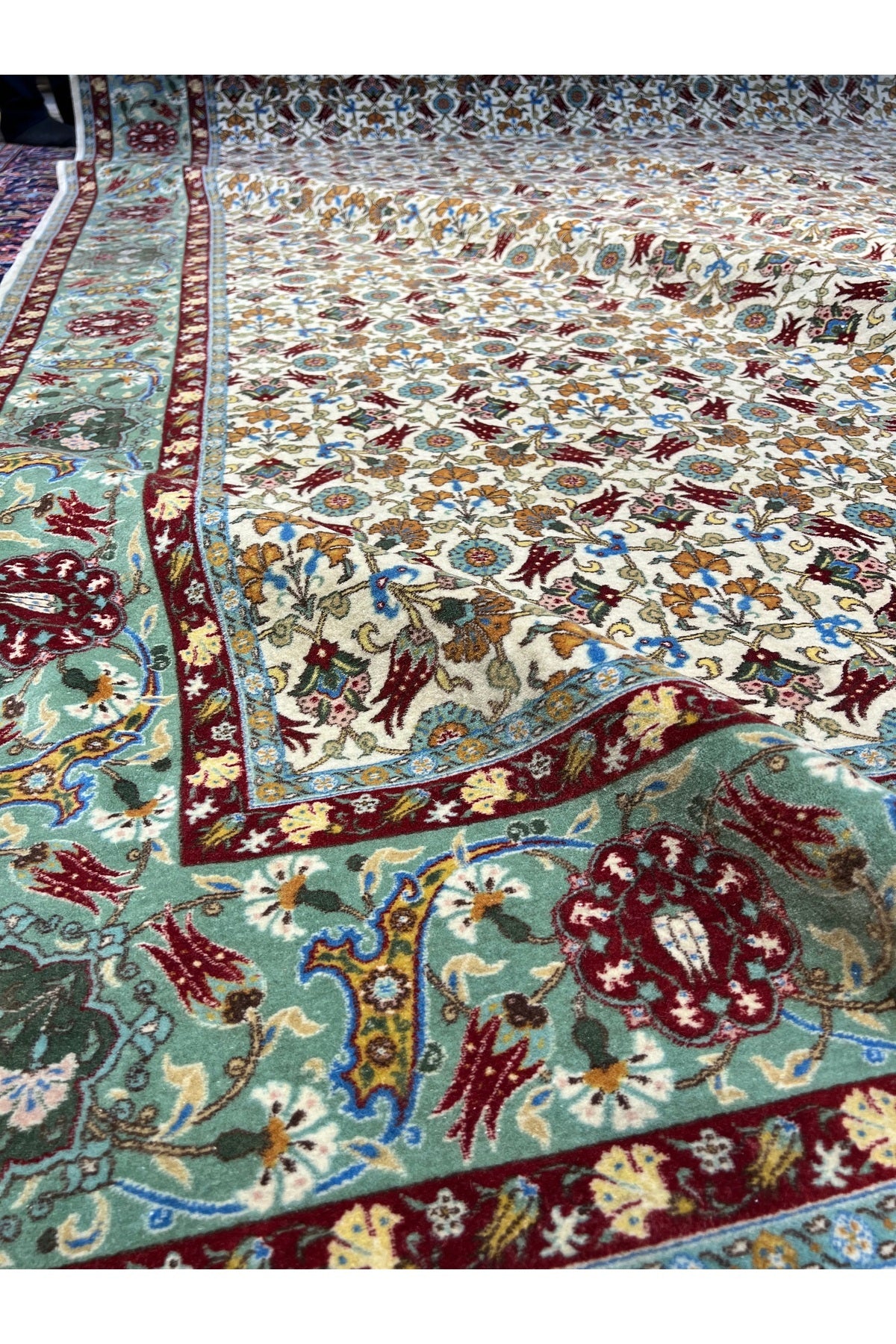 RD RAMAZAN DAG Hand Rug Art Hand-Woven Hereke Rug Lalezar Design Premium Quality Collector Piece Size 395x255 - MALLTURK