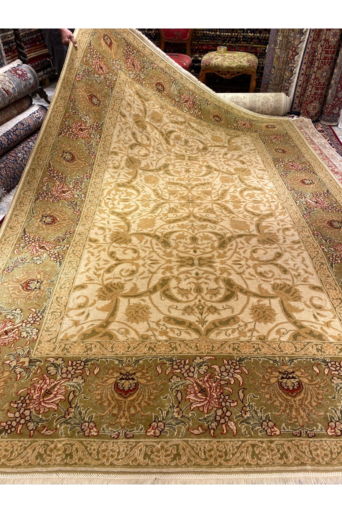 RD RAMAZAN DAG Hand Rug Art Hand-Woven Ottoman Usak Rug Yune Wool Weave Olup Natural Dye 3.20x2.20 - MALLTURK