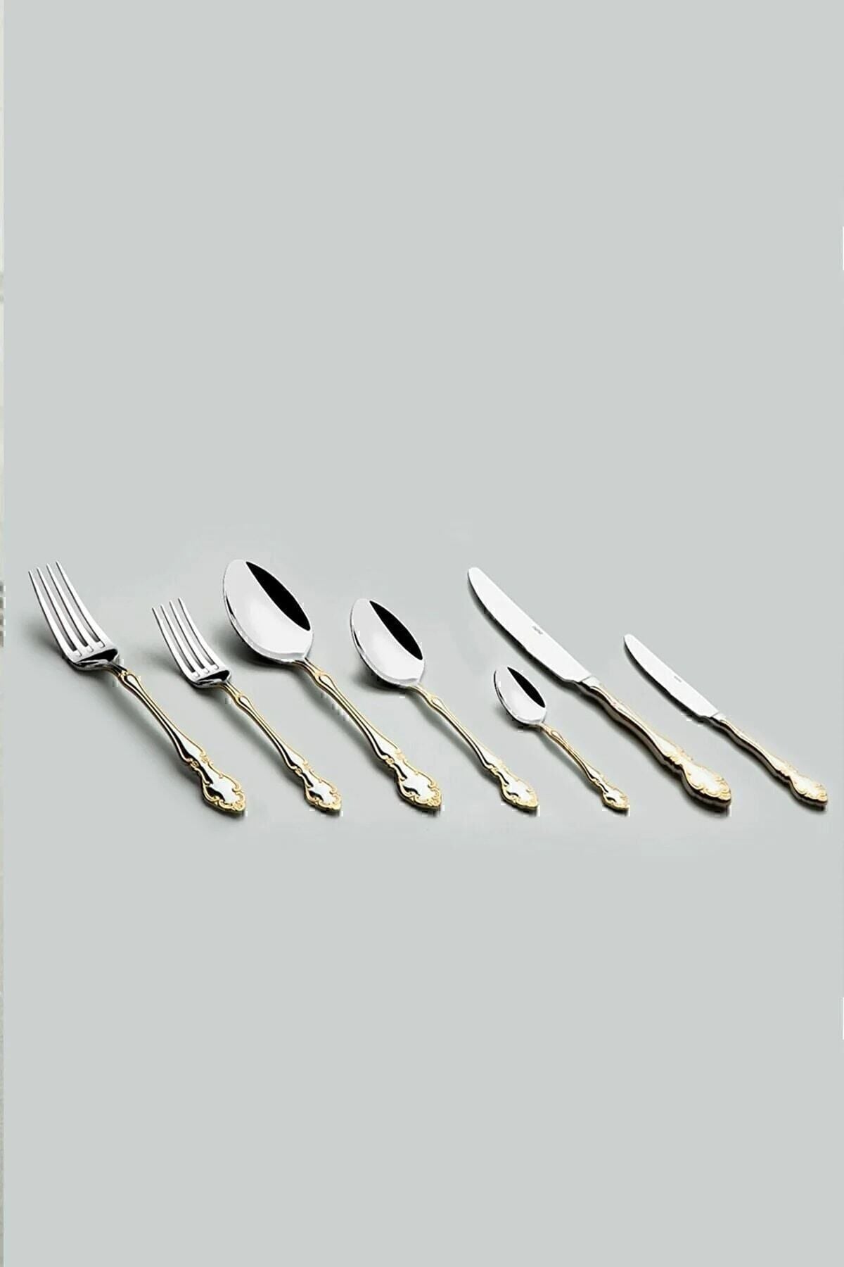 Nehir adriana altin Plain 12 Place Setting 89 Piece deri Boxed Flatware Set - MALLTURK