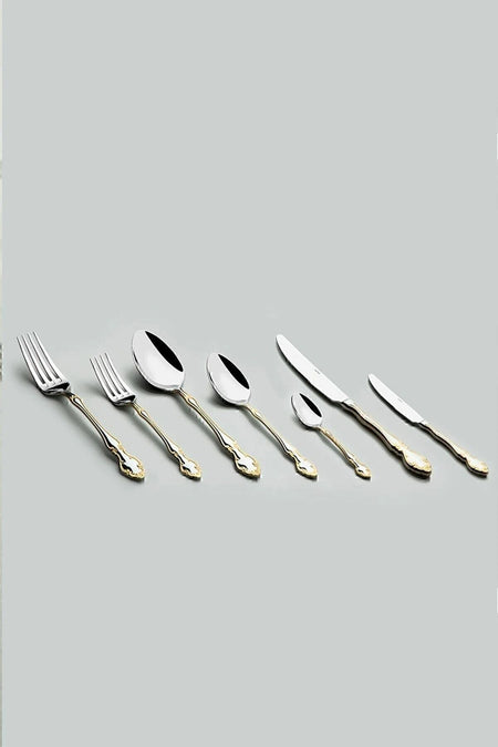 Nehir adriana altin Plain 12 Place Setting 89 Piece deri Boxed Flatware Set - MALLTURK