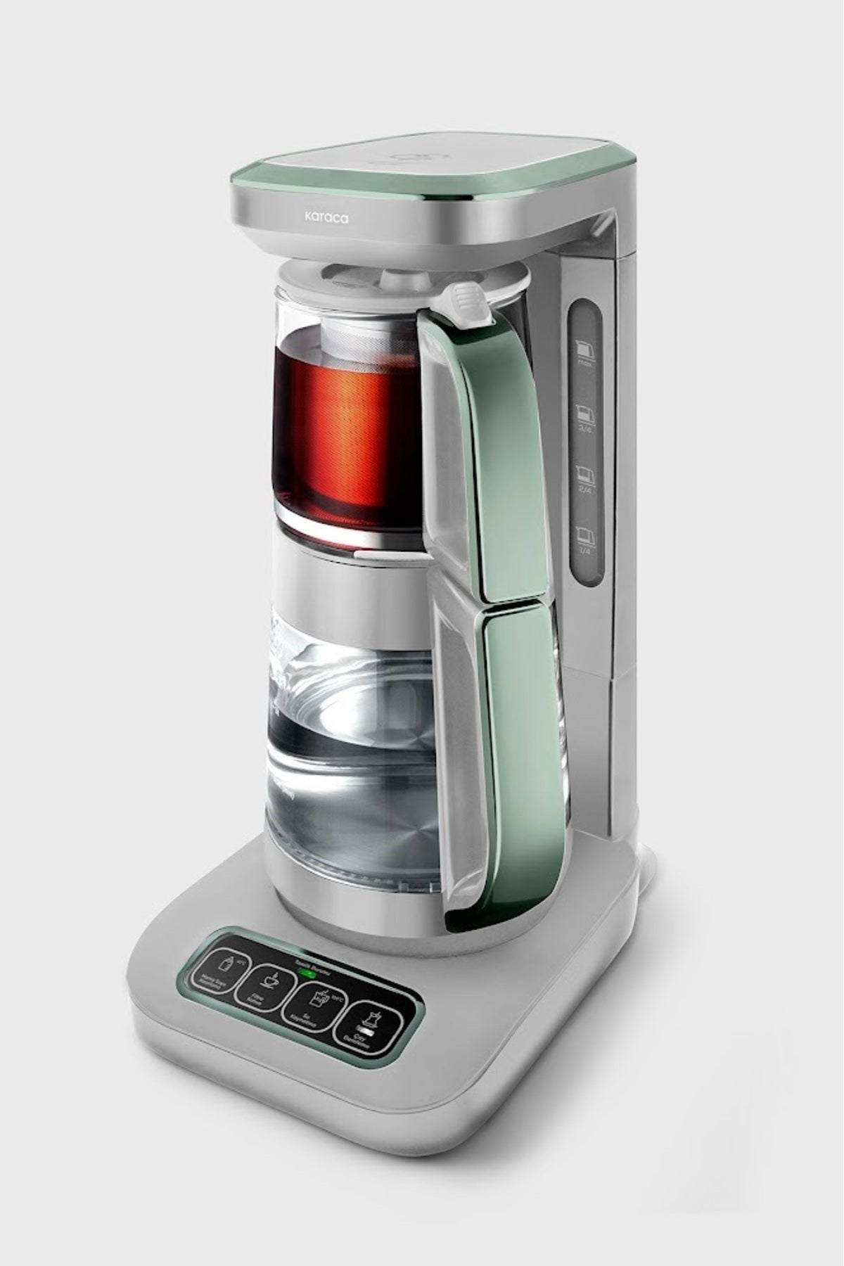 Karaca Tea Lover Robotea Pro 4 in 1 Talking Glass Tea Maker Soft Green - MALLTURK