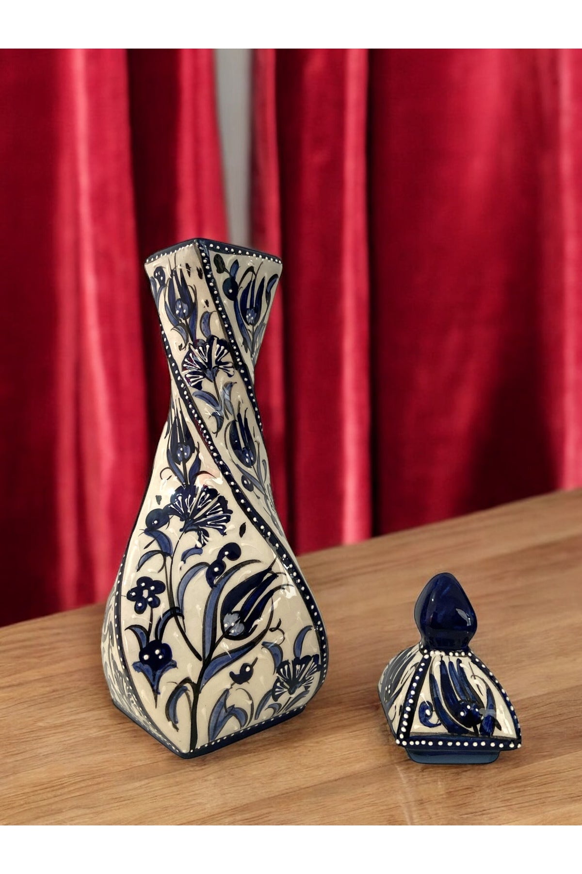 STORESZA Handmade Kutahya Ceramic Spiral Vase - 30cm - MALLTURK