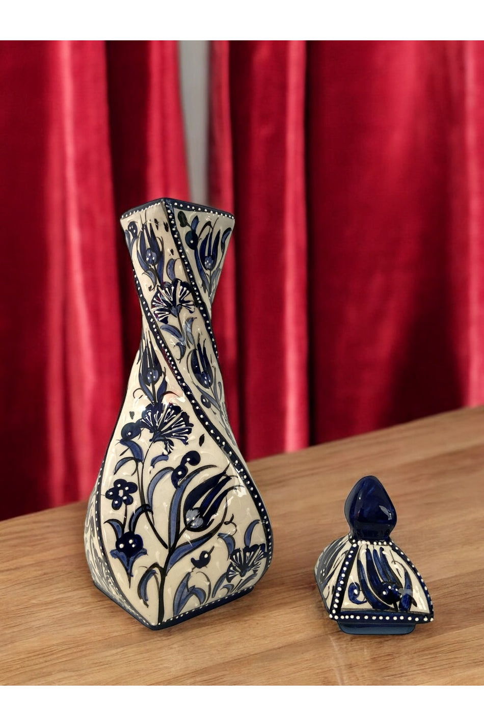 STORESZA Handmade Kutahya Ceramic Spiral Vase - 30cm - MALLTURK