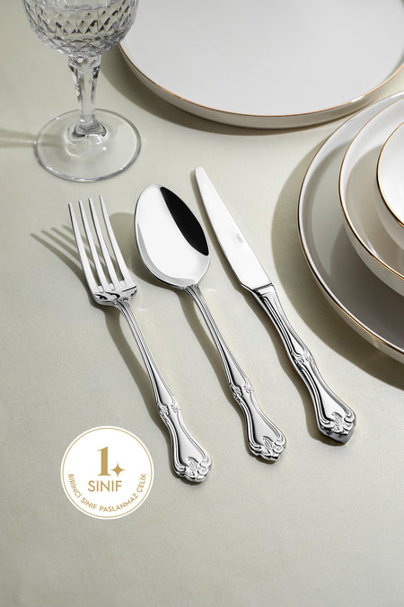 Nehir lalezar Satin 12 Place Setting 84 Piece deri Boxed Flatware Set - MALLTURK