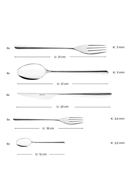 Emsan bello 30 Piece 6 Place Setting Flatware Set - MALLTURK