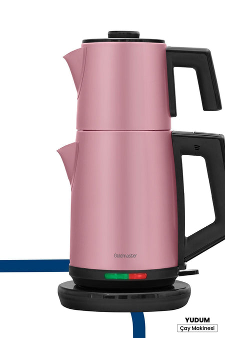 GoldMaster Yudum Pearl Pink Stainless Steel 2200 Watt Steel Tea Maker and Water Heater - MALLTURK