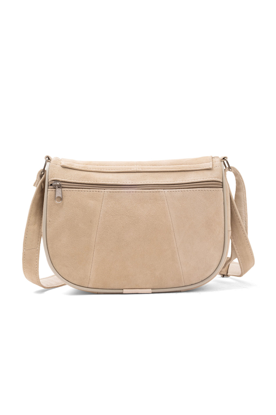 Fubileather Genuine Leather Beige Suede Midi Casual Women's Shoulder Bag