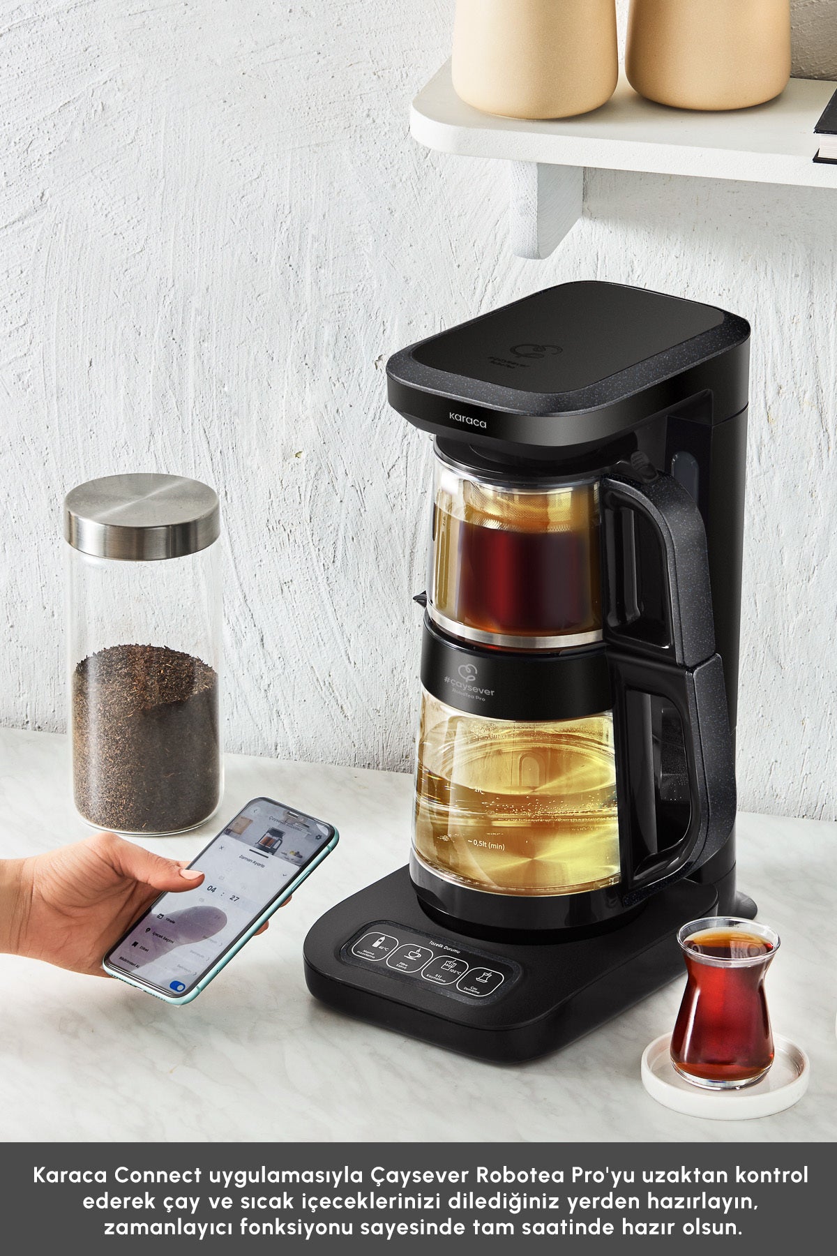 Karaca Robotea Pro Connect 4 in 1 Talking Glass Tea Maker Agate - MALLTURK