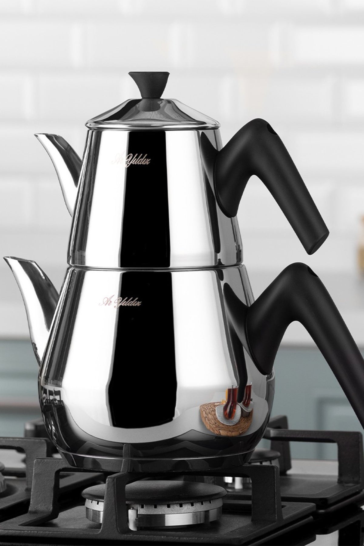 Aryildiz Optimal Medium Size Stainless Steel Teapot Set - MALLTURK