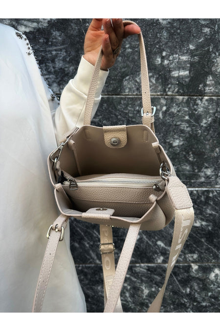 Just Polo Women's New Season 3-Compartment Luxury Soft Leather Adjustable Crossbody Stylish Shoulder Bag Stone - MALLTURK