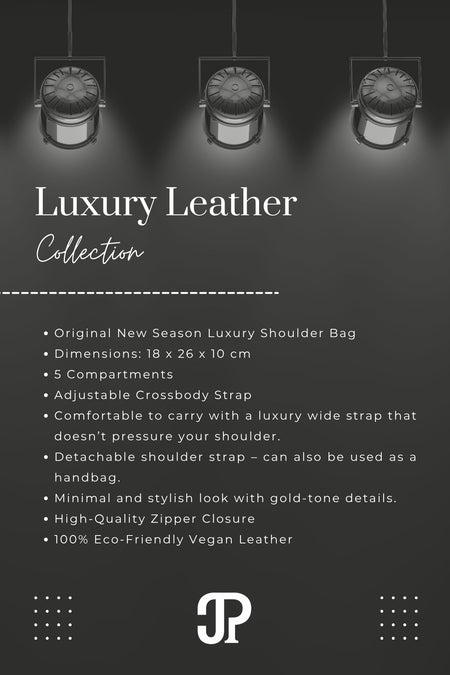 Just Polo Original Women's New Season 5-Compartment Luxury Soft Leather Adjustable Crossbody Shoulder Bag Black - MALLTURK