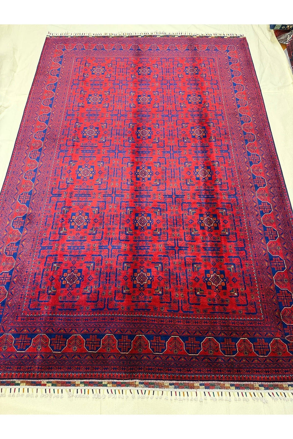 Afghan Rug Hand-Woven 6 Meter 100% Wool Natural Dye Handicraft ile Harika Yildiz Pattern - MALLTURK