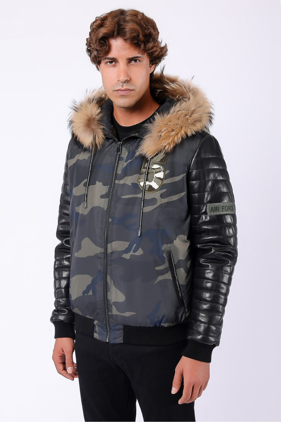 Leather Club jas van echt leer met bontaccessoires