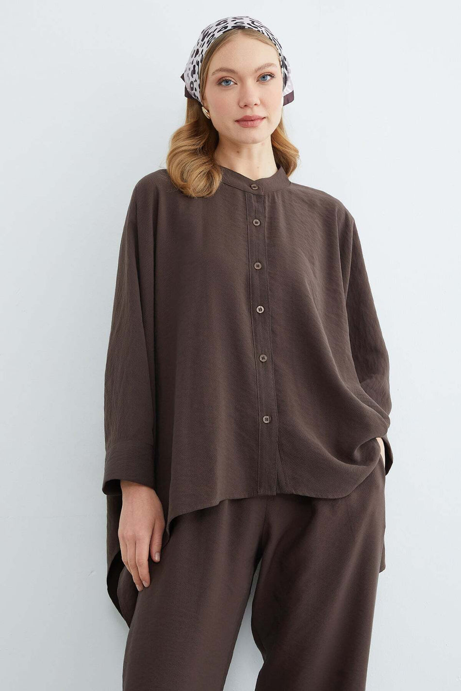 Bat Sleeve Buttoned 2-Piece Set