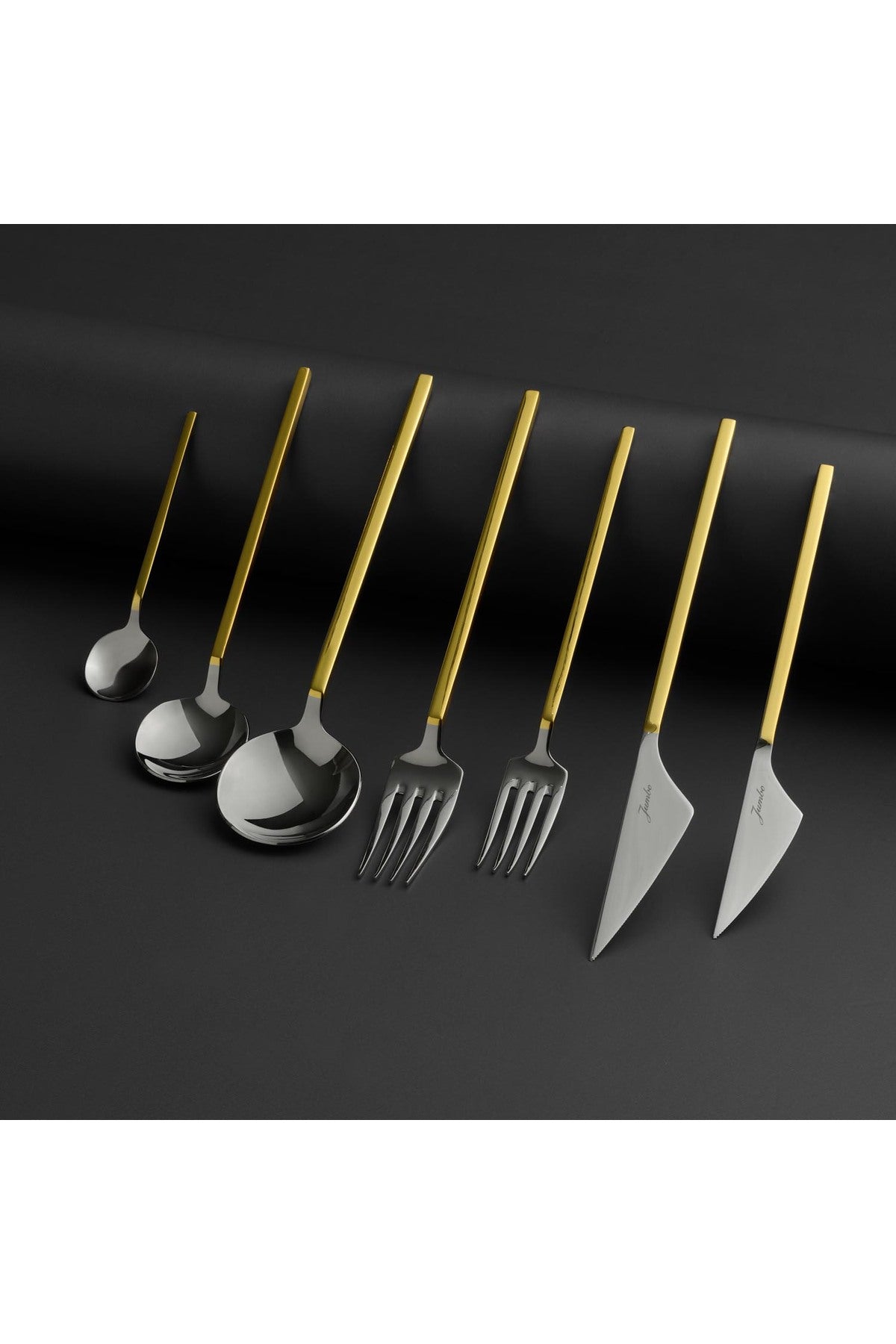 Jumbo 9100 altin 12 Place Setting 84 Piece Flatware Set - MALLTURK