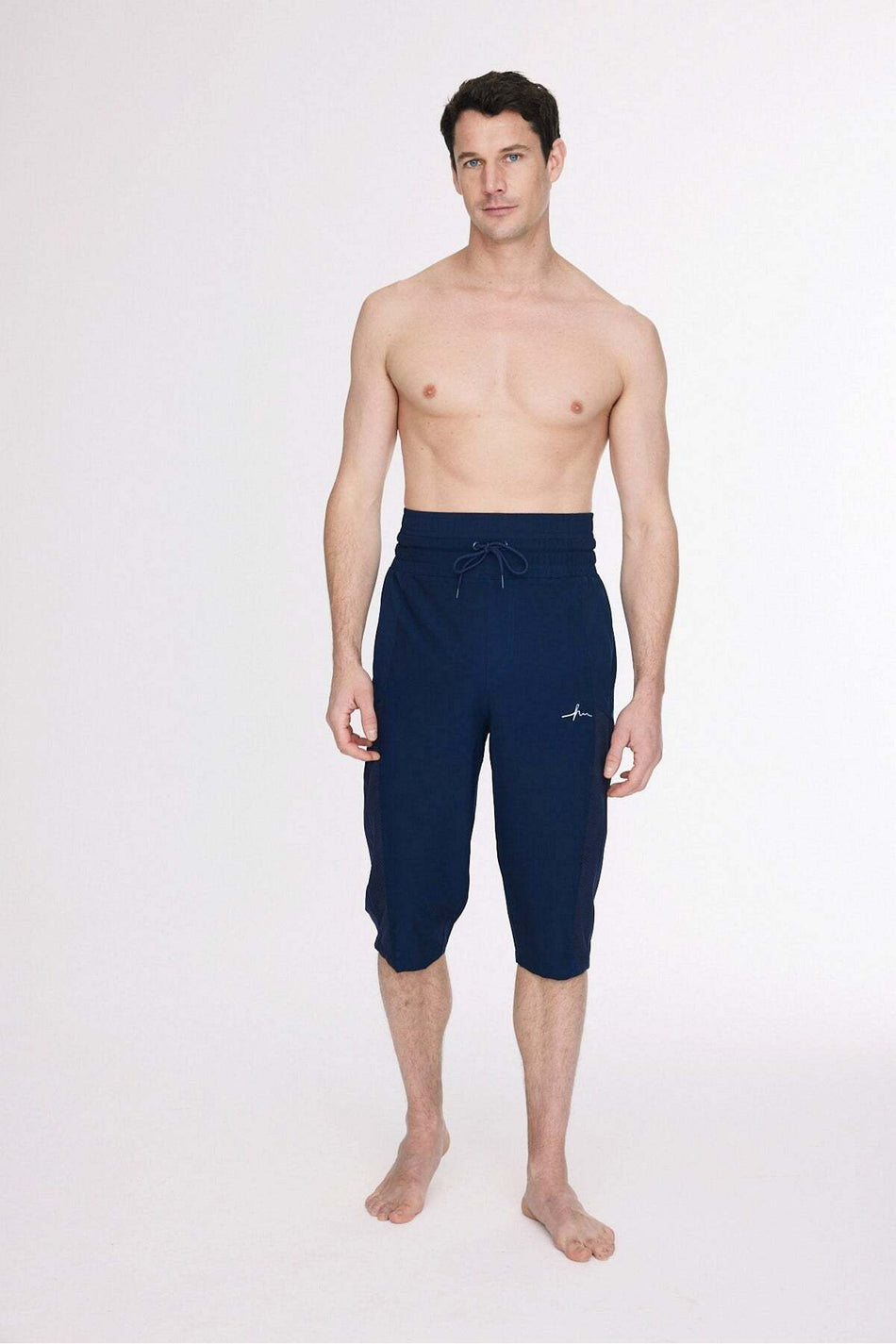 Hasema High Waist Navy Blue Men's Pool and Beach Shorts 6017 - MALLTURK