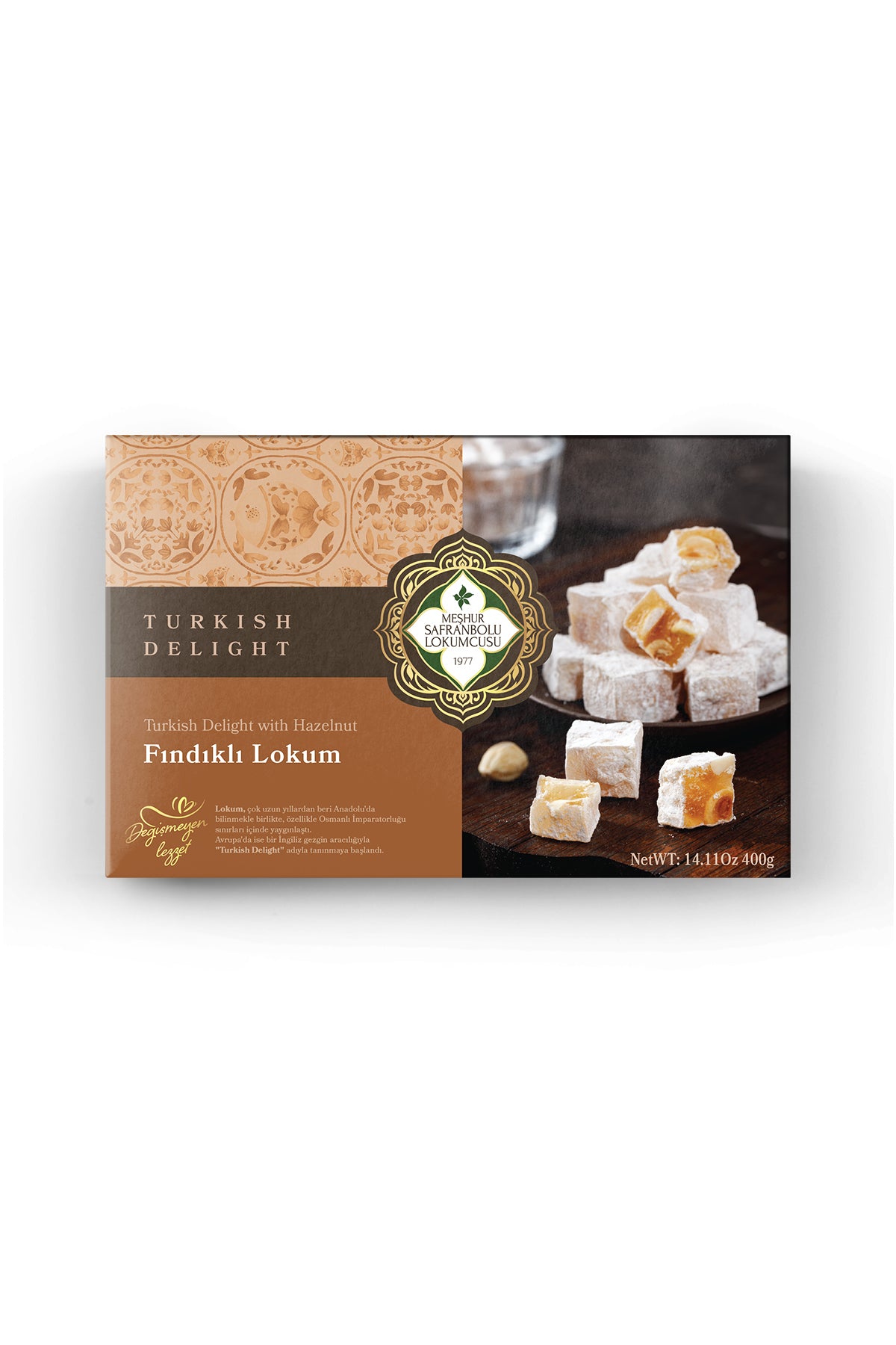 MESHUR safranbolu lokumcusu Hazelnut Turkish Delight 400 g - MALLTURK