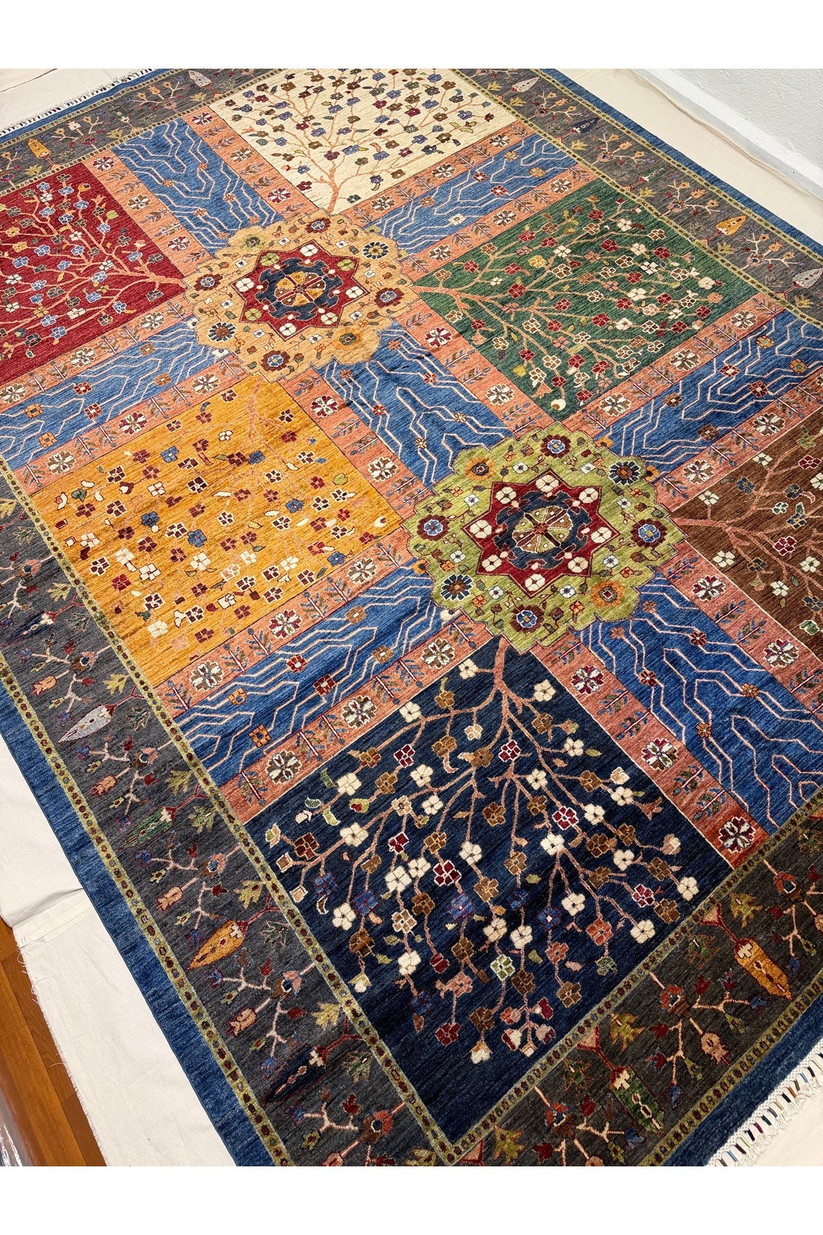 Afgan Rug Hand-Woven 100% Wool AGAC HAYATI Design Natural Dye Elsanat Eseri with Harike Renkler - MALLTURK