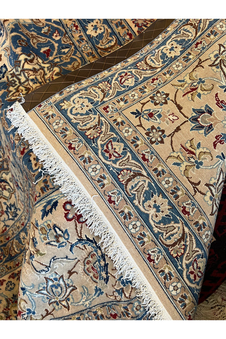 RD RAMAZAN DAG Hand Rug Art Hand-Woven Iranian Nain Rug Silk Wool Blend Size 370x257 - MALLTURK