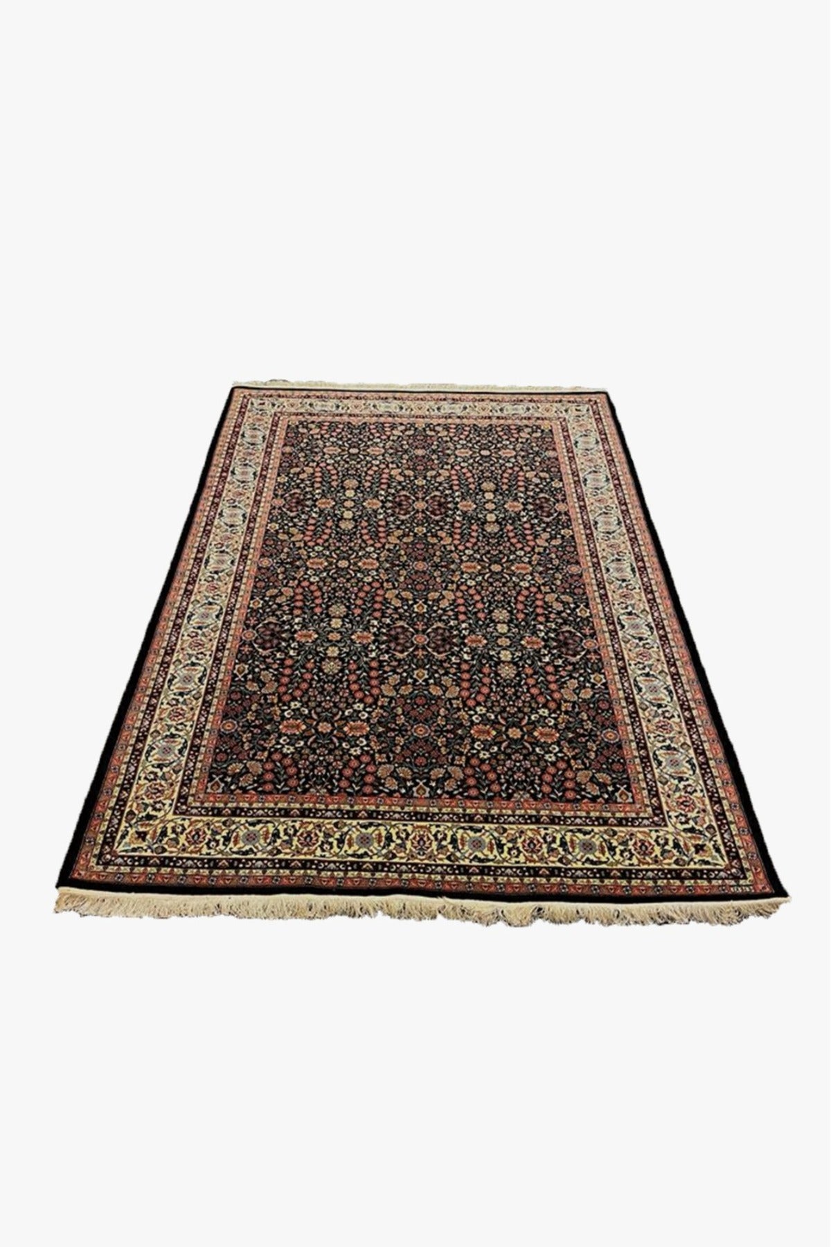 FT Halicilik Sumerbank Hereke Hand-Woven Rug Black Zemin Seven Mountains Flower Deseni- [200 cm * 290 cm ] - MALLTURK