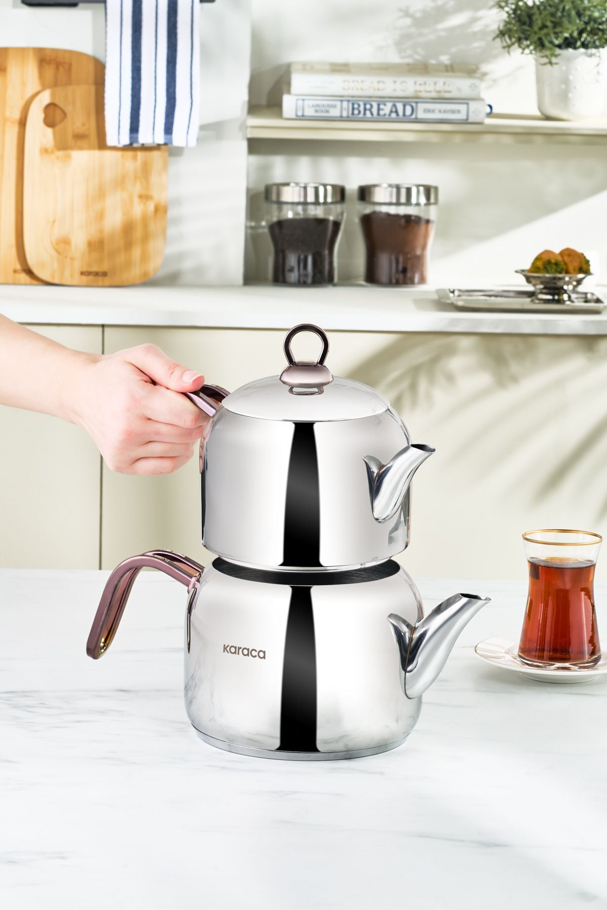Karaca Manes induction Base Midi Teapot Set Rose - MALLTURK