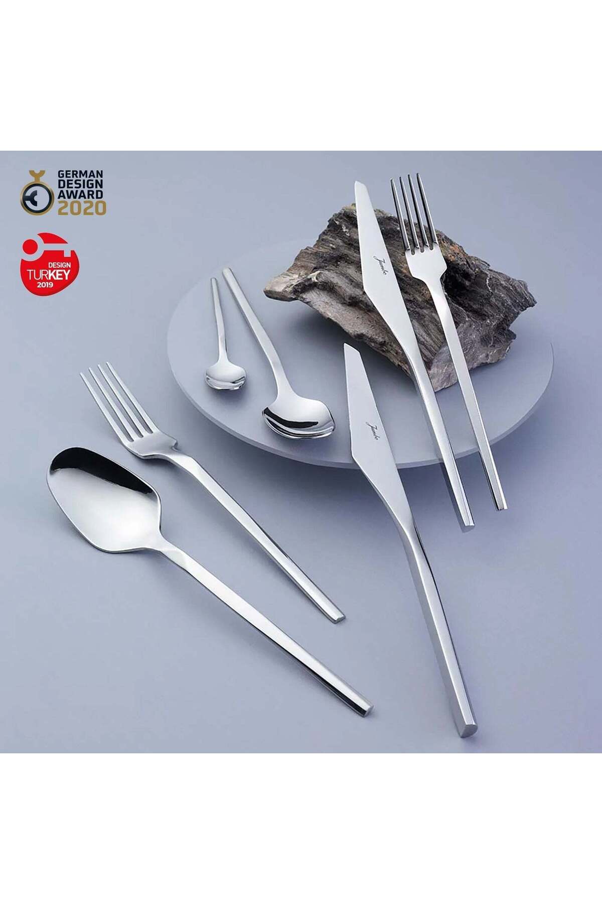 Jumbo 5100 quartz 84 Piece 12 Place Setting Flatware Set - MALLTURK