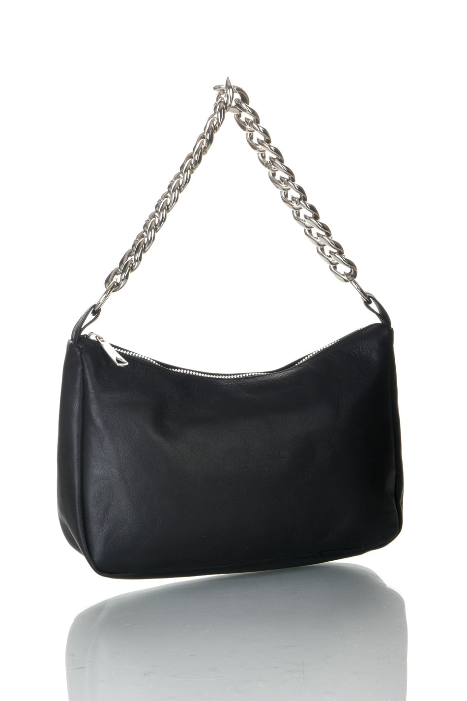 Fubileather Genuine Leather Women's Black Baguette Bag