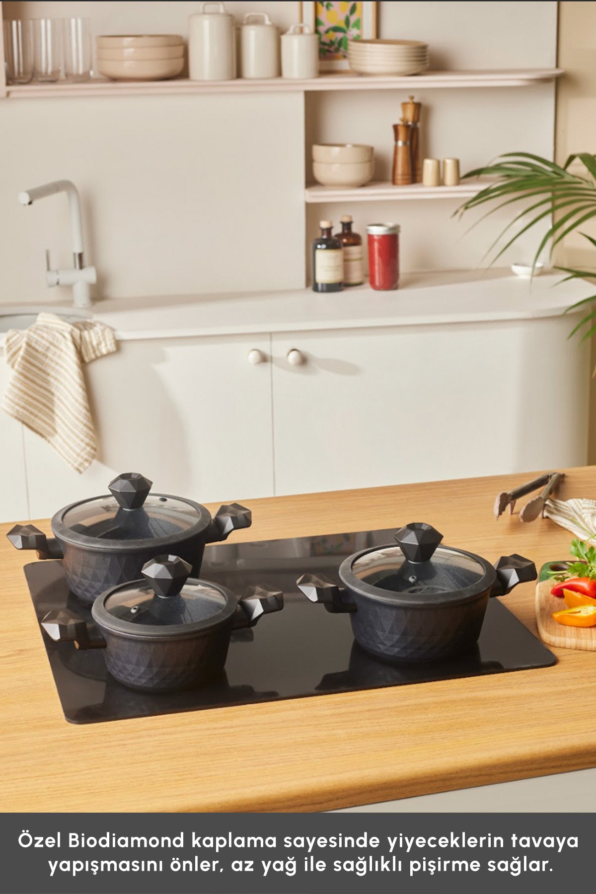 Karaca Biodiamond Antibakteriyel Kulp Induction Compatible 6 Piece Cookware Set - MALLTURK