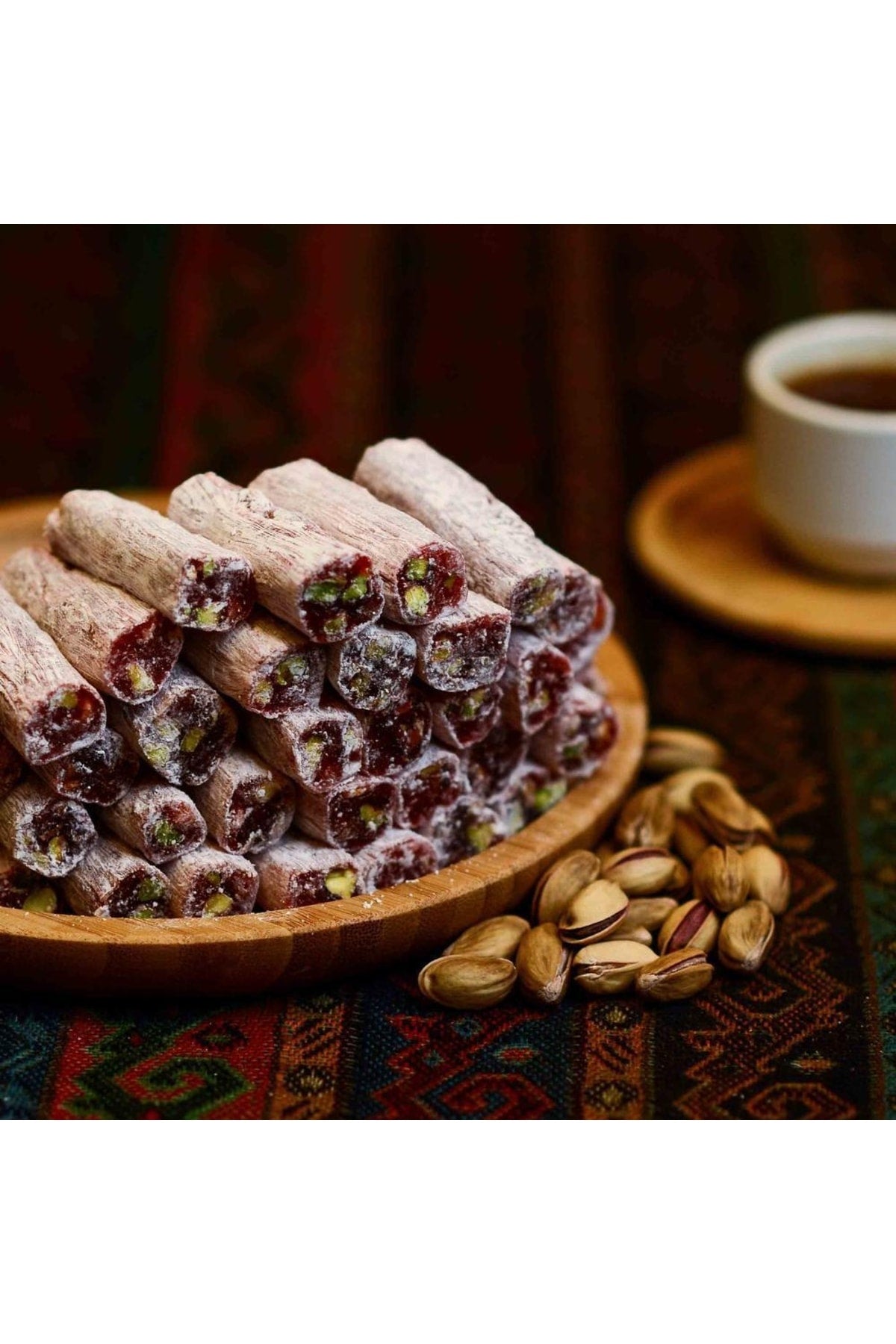 OLGUN kuruyemis Pomegranate Flavored Pistachio fitil Turkish Delight 250 g - MALLTURK