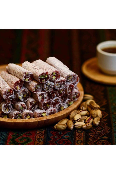 OLGUN kuruyemis Pomegranate Flavored Pistachio fitil Turkish Delight 250 g - MALLTURK