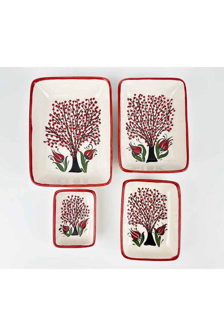 Cini Evi Tree of Life and Tulip Patterned 4-Piece Serving Bowl Set - MALLTURK