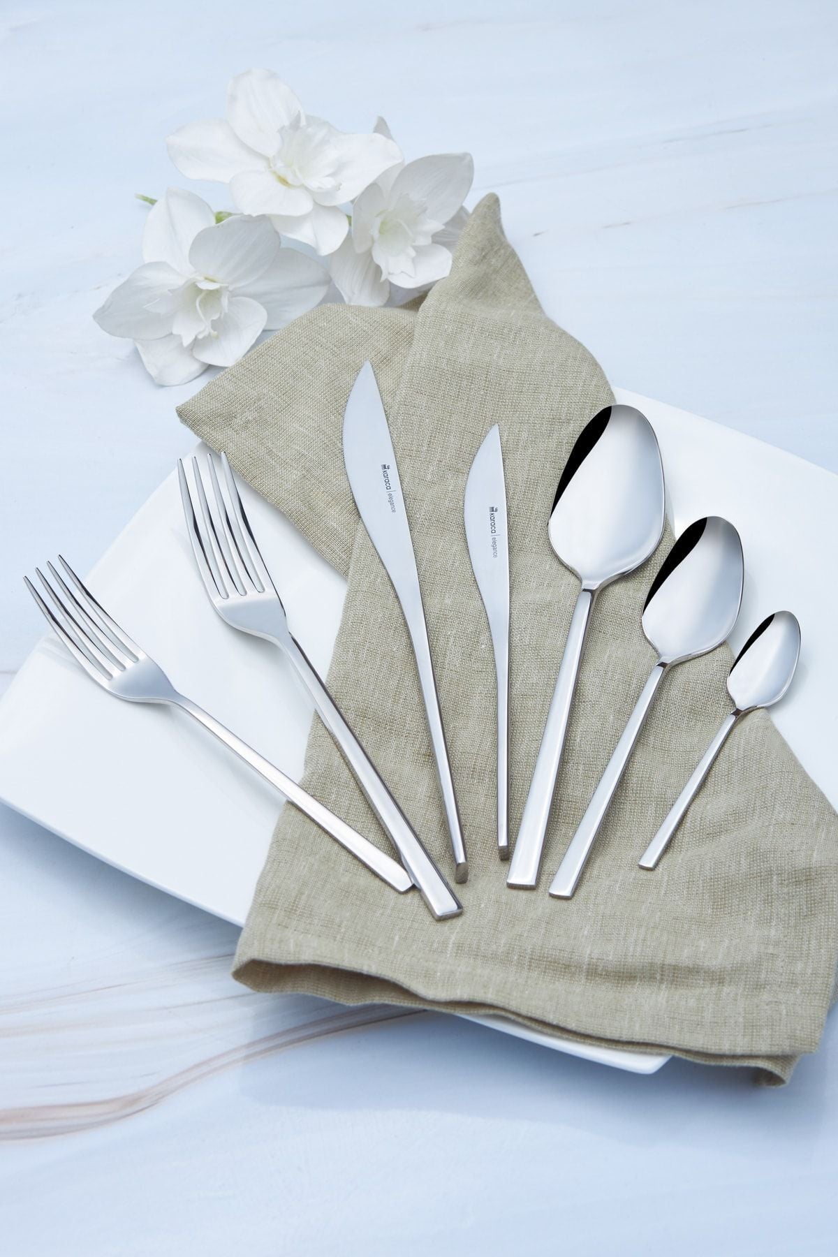 Karaca new everest 84 Piece 12 Place Setting elegance Boxed Flatware Set - MALLTURK