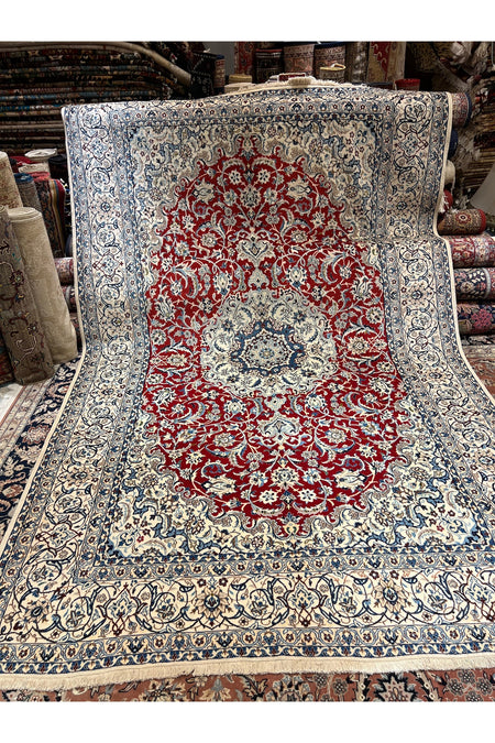 RD RAMAZAN DAG Hand Rug Art Hand-Woven Iranian Nain Rug Wool Blend Premium Quality KokBoya Size 320x200 - MALLTURK