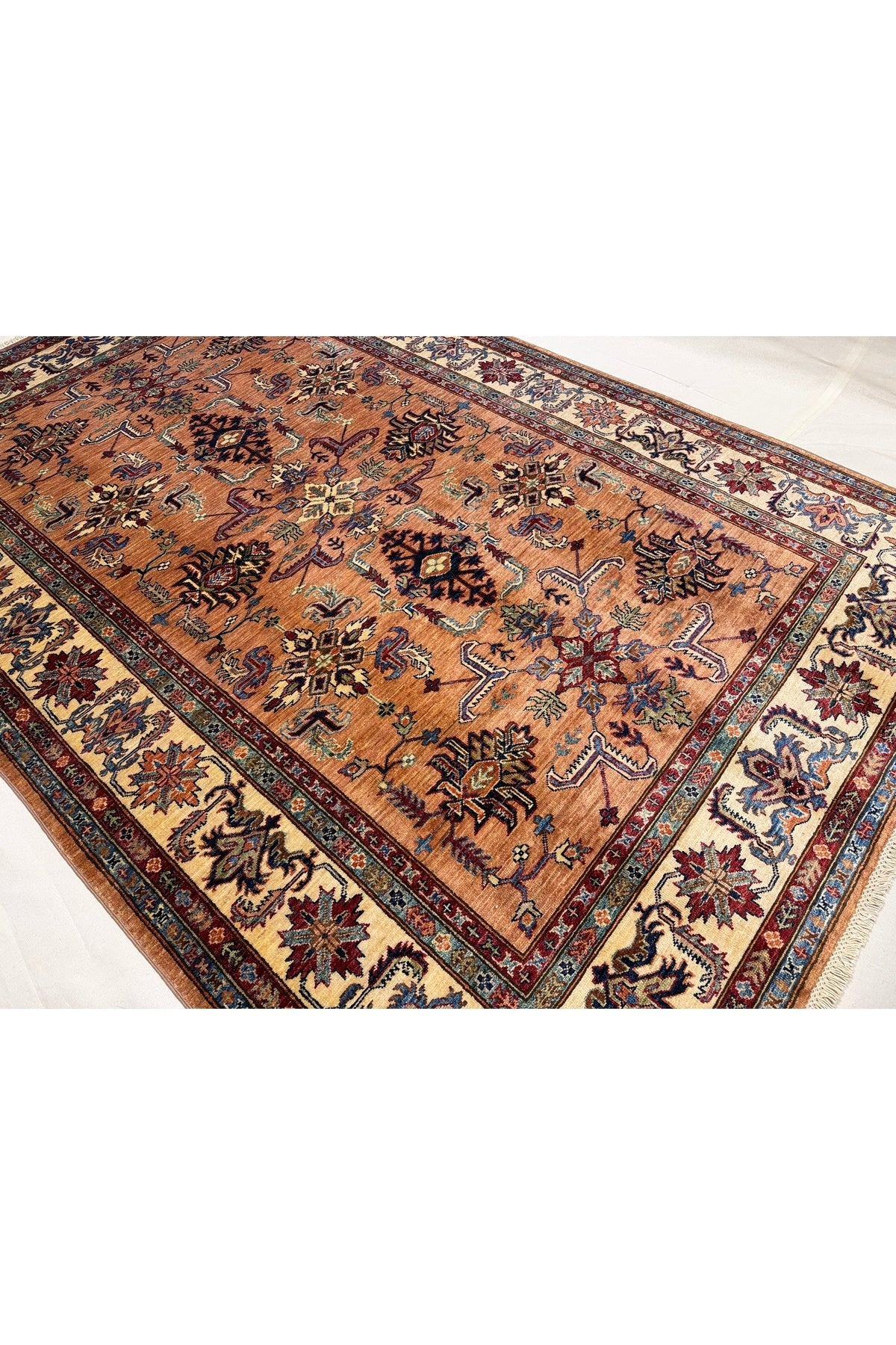 Afghan Rug Hand-Woven 100% Wool Natural Dye Handicraft ile Harika Kazak Design