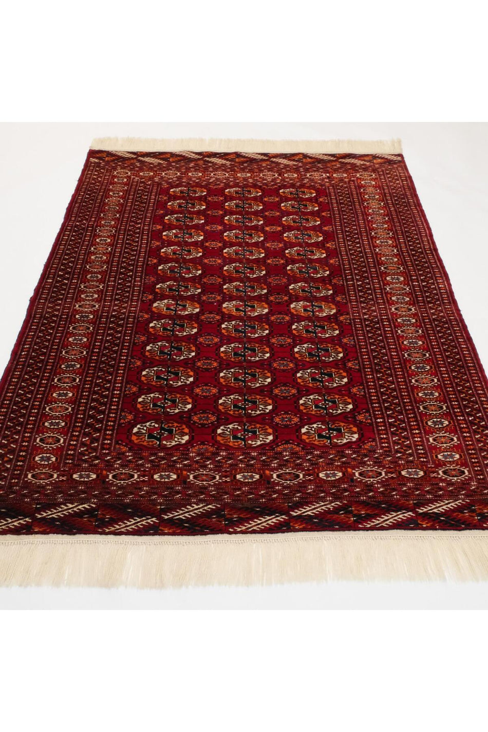 Halicızade Handwoven Turkmen Patterned Burgundy Wool Rug - MALLTURK