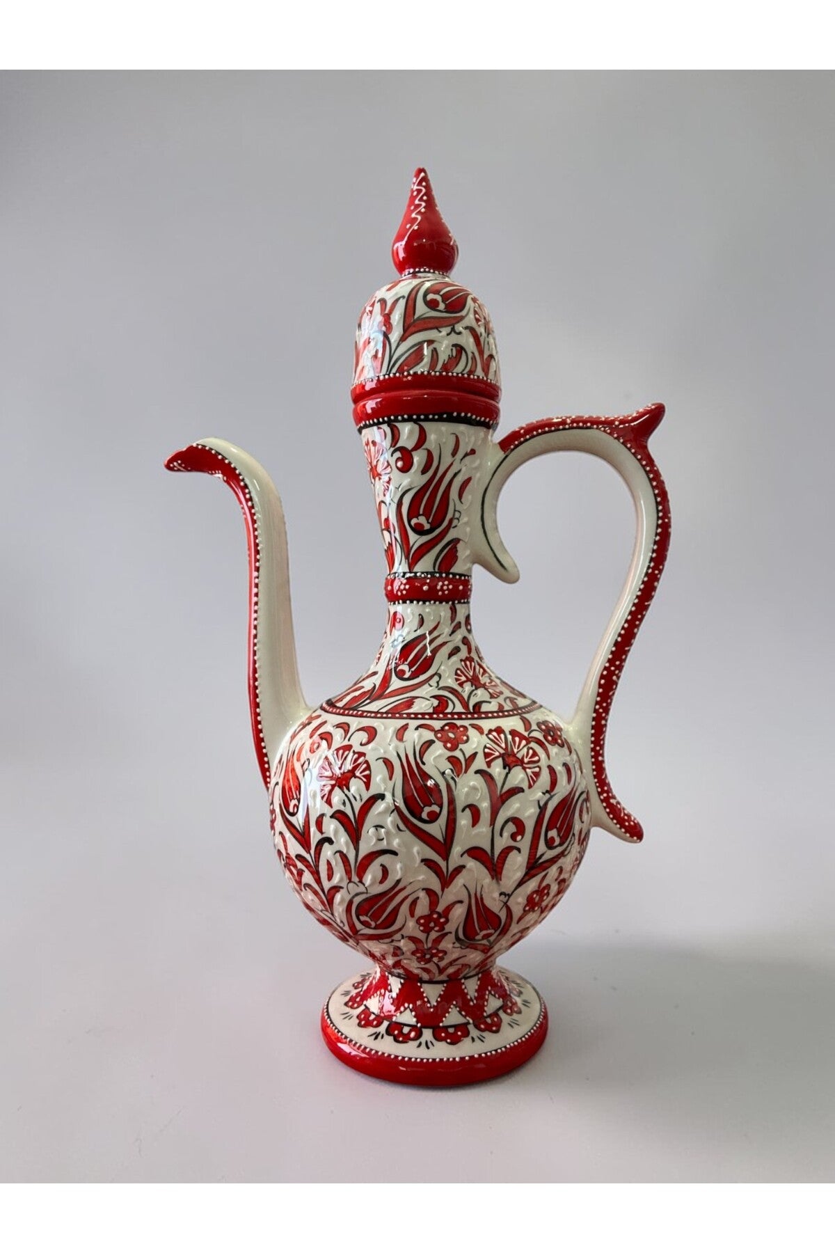 YOOS Handmade Special Sable Craftsmanship 55cm Large Size Red and White Antique Ceramic Jug Vase - MALLTURK