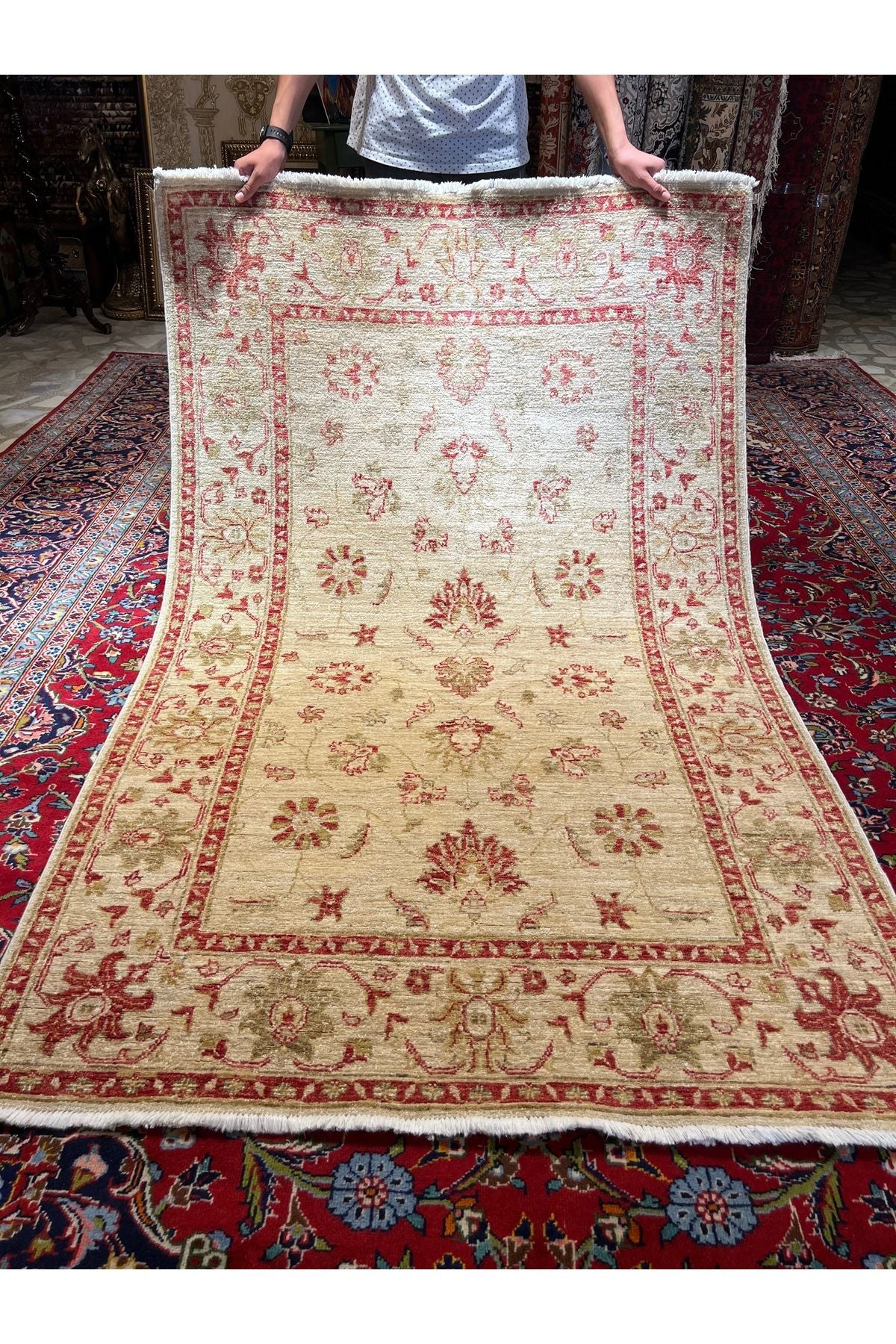 RD RAMAZAN DAG HAND-WOVEN CARPET ART Hand-woven Afghan Usagi Ziegler Carpet 195x125 - MALLTURK