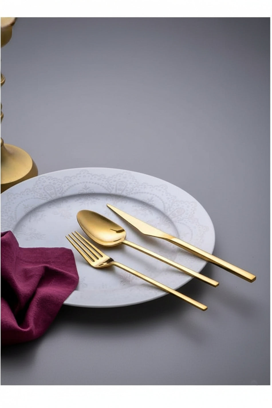 Emsan alba gold 36 Piece 6 Place Setting Flatware Set - MALLTURK