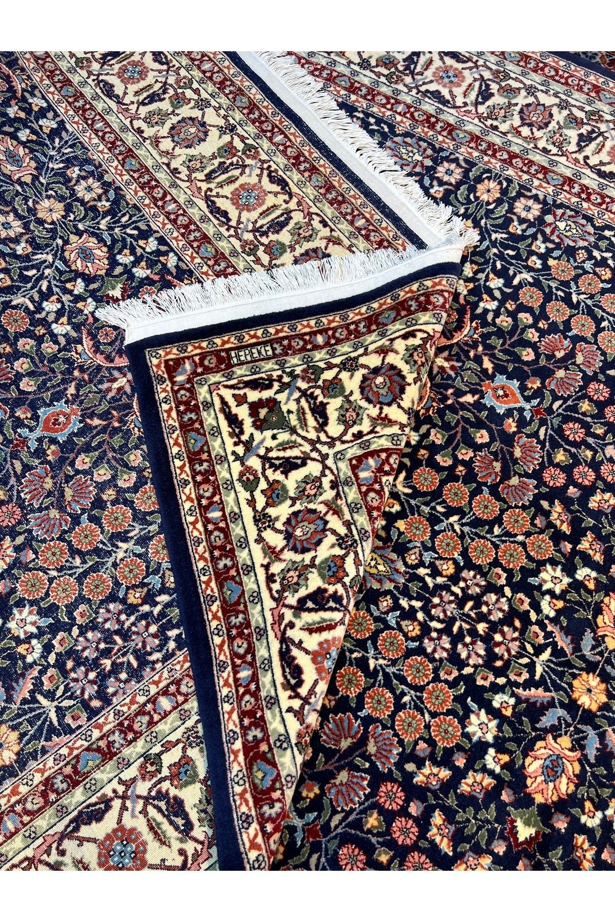 RD RAMAZAN DAG Hand Rug Art Hand-Woven Hereke Rug Signed Seven Mountains Flower Premium Quality Size 265x203 - MALLTURK