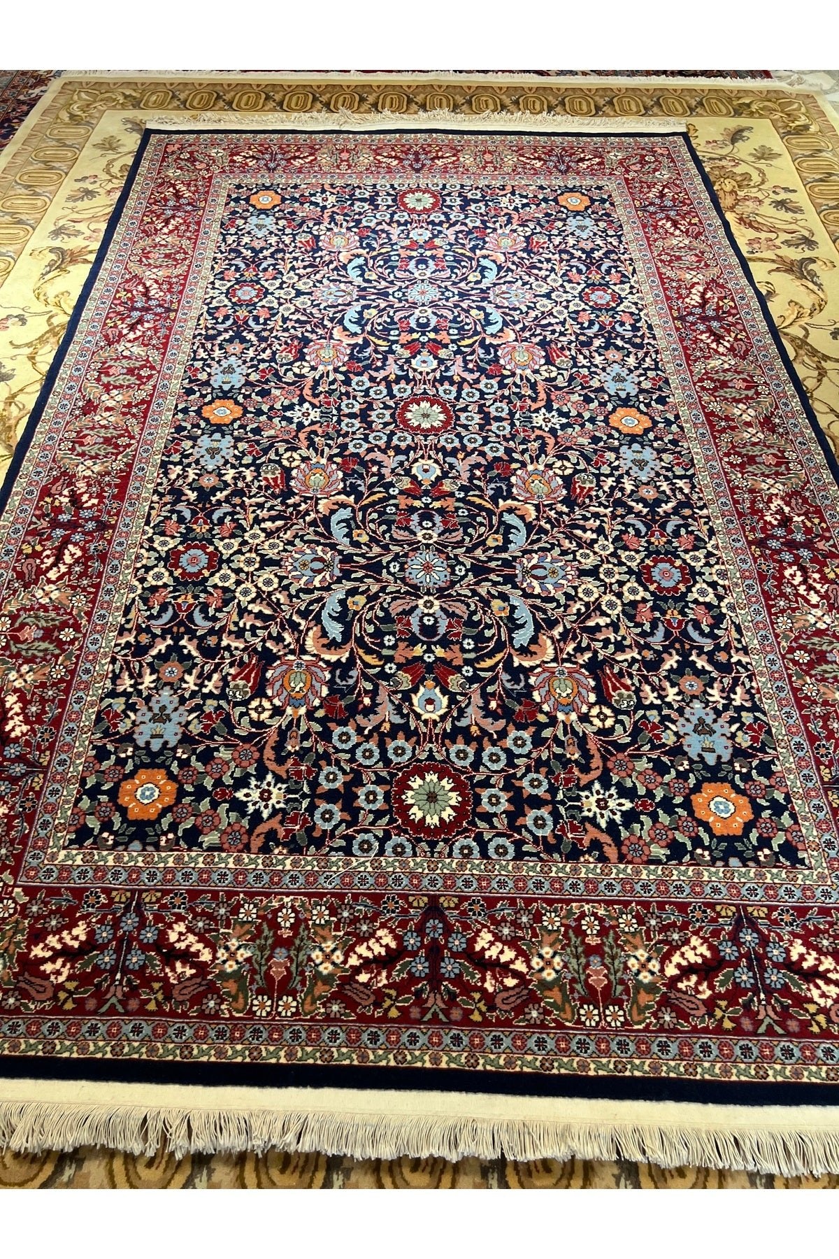 RD RAMAZAN DAG Hand Rug Art Hand-Woven Hereke Rug 100.Anniversary Series Lalezar Design Size 220x150 - MALLTURK