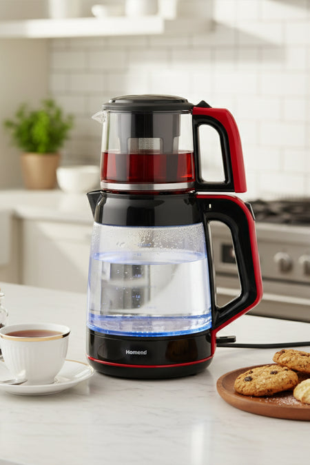 HOMEND infinity XL 1764H Glass Tea Maker Black Red - MALLTURK