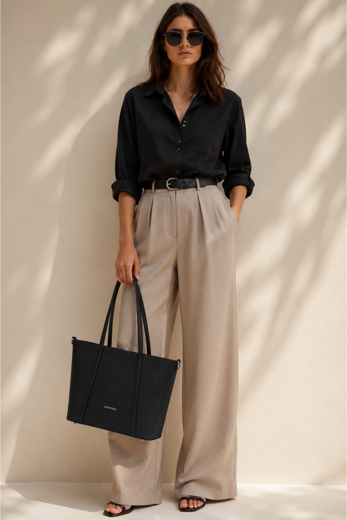 Just Polo Women's Hand and Shoulder Bag, New Season, Dimensions: Height: 24 cm, Width: 33 cm White - MALLTURK
